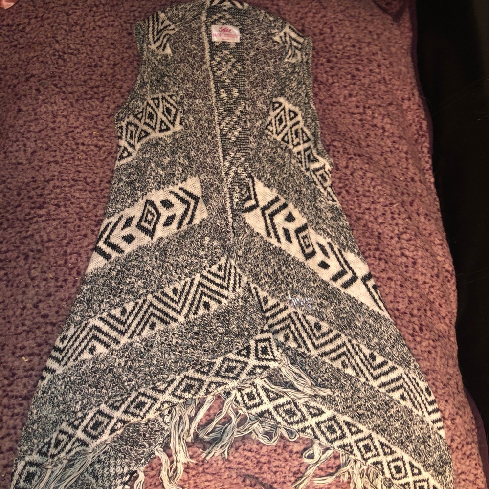 Justice black and white cardigan